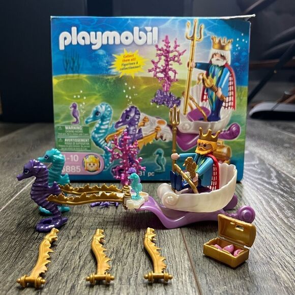 PLAYMOBIL 5885 King Neptune and Seahorse Chariot Underwater Mermaid Toy Set - Picture 4 of 9
